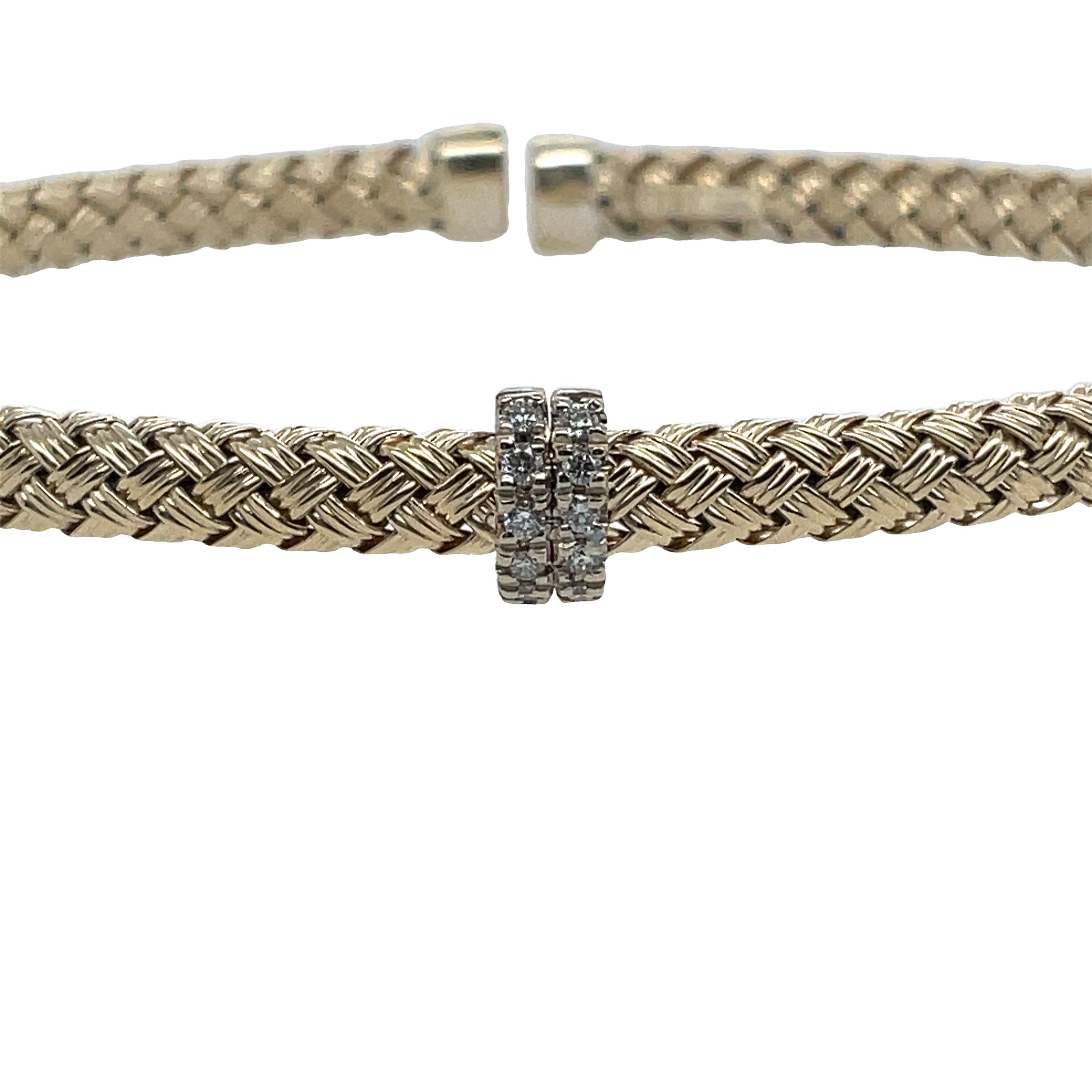 Yellow Gold Braided Bracelet With Diamonds