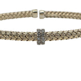 Yellow Gold Braided Bracelet With Diamonds