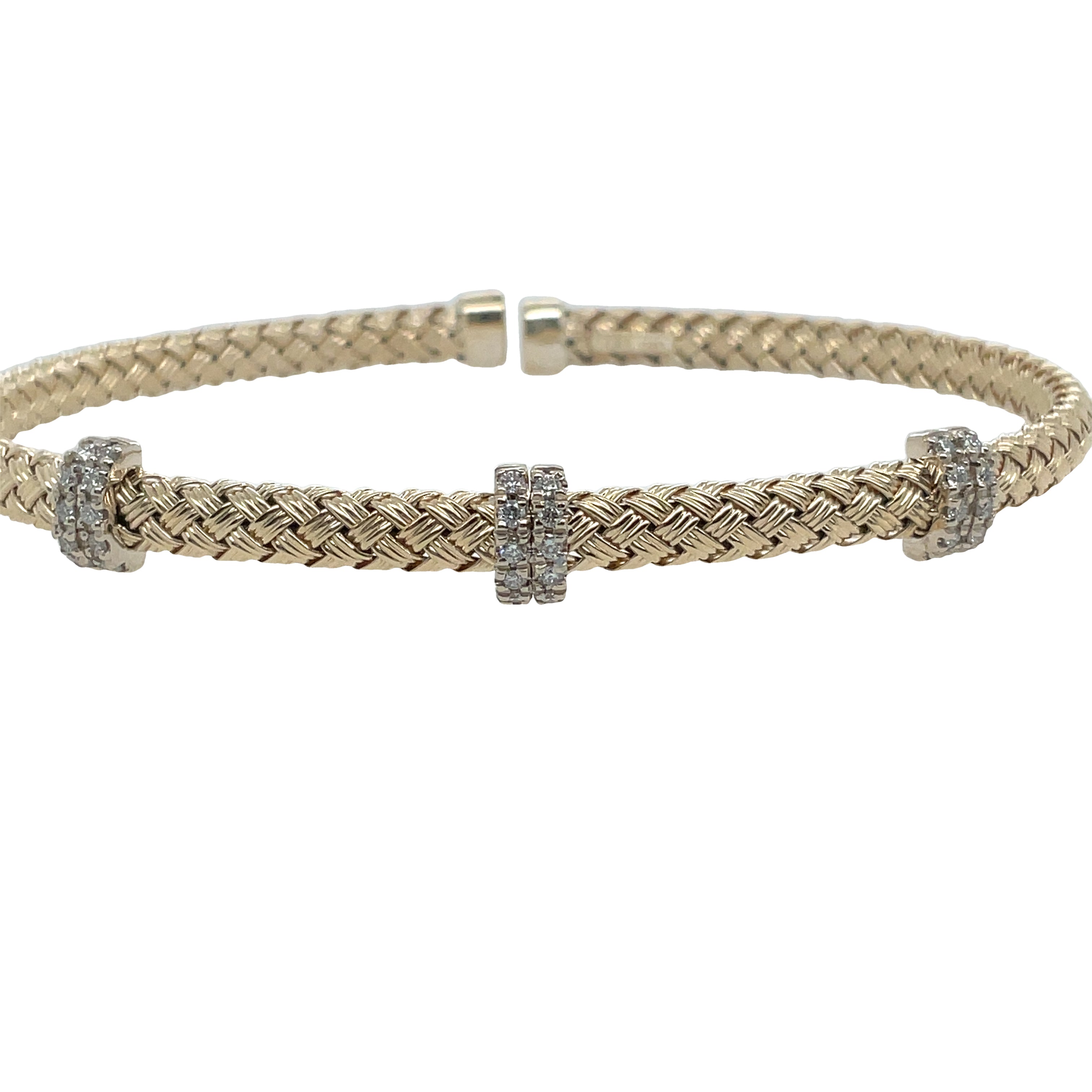 Yellow Gold Braided Bracelet With Diamonds