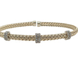 Yellow Gold Braided Bracelet With Diamonds