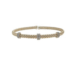 Yellow Gold Braided Bracelet With Diamonds