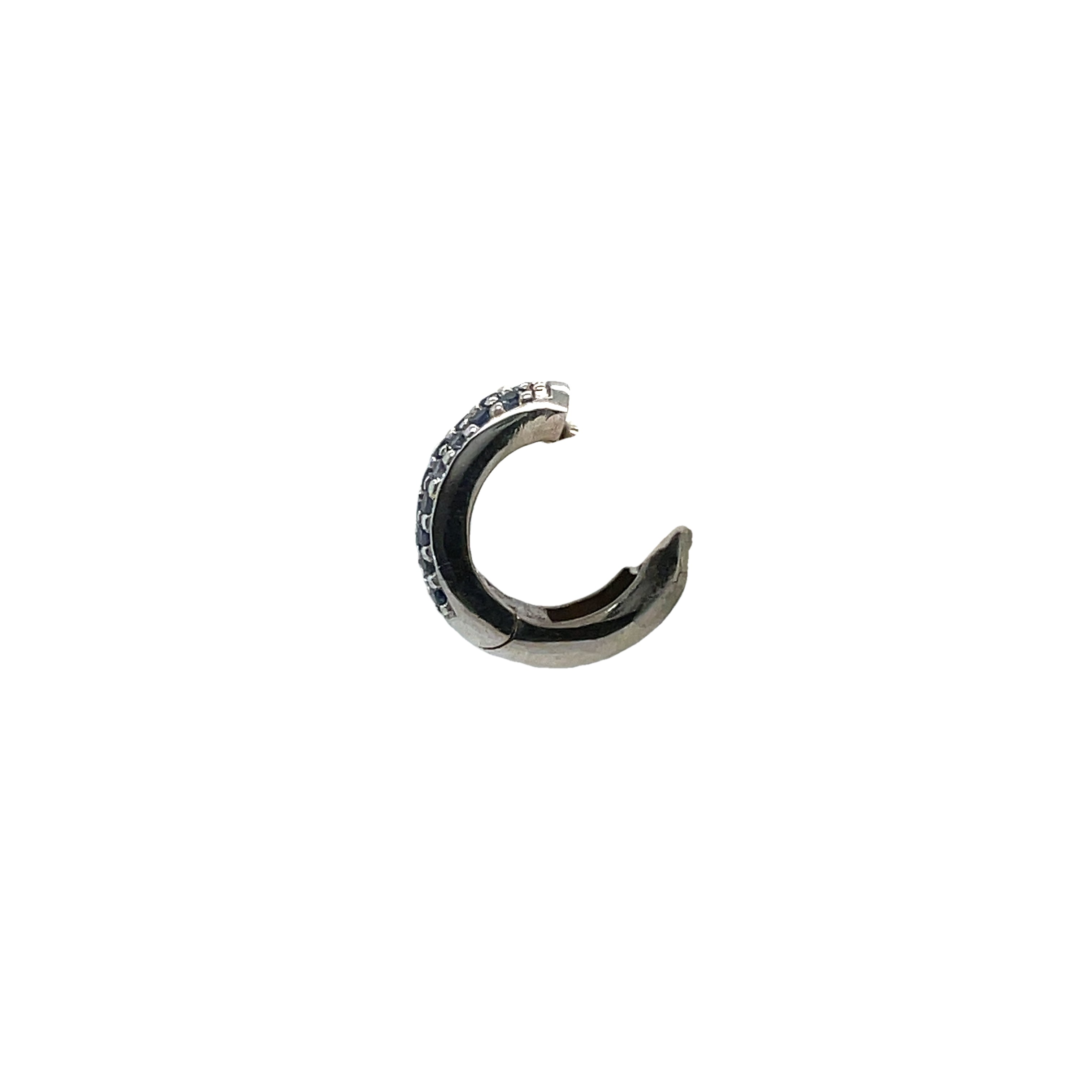 DARK BLUE SAPPHIRE HUGGIE EARRINGS