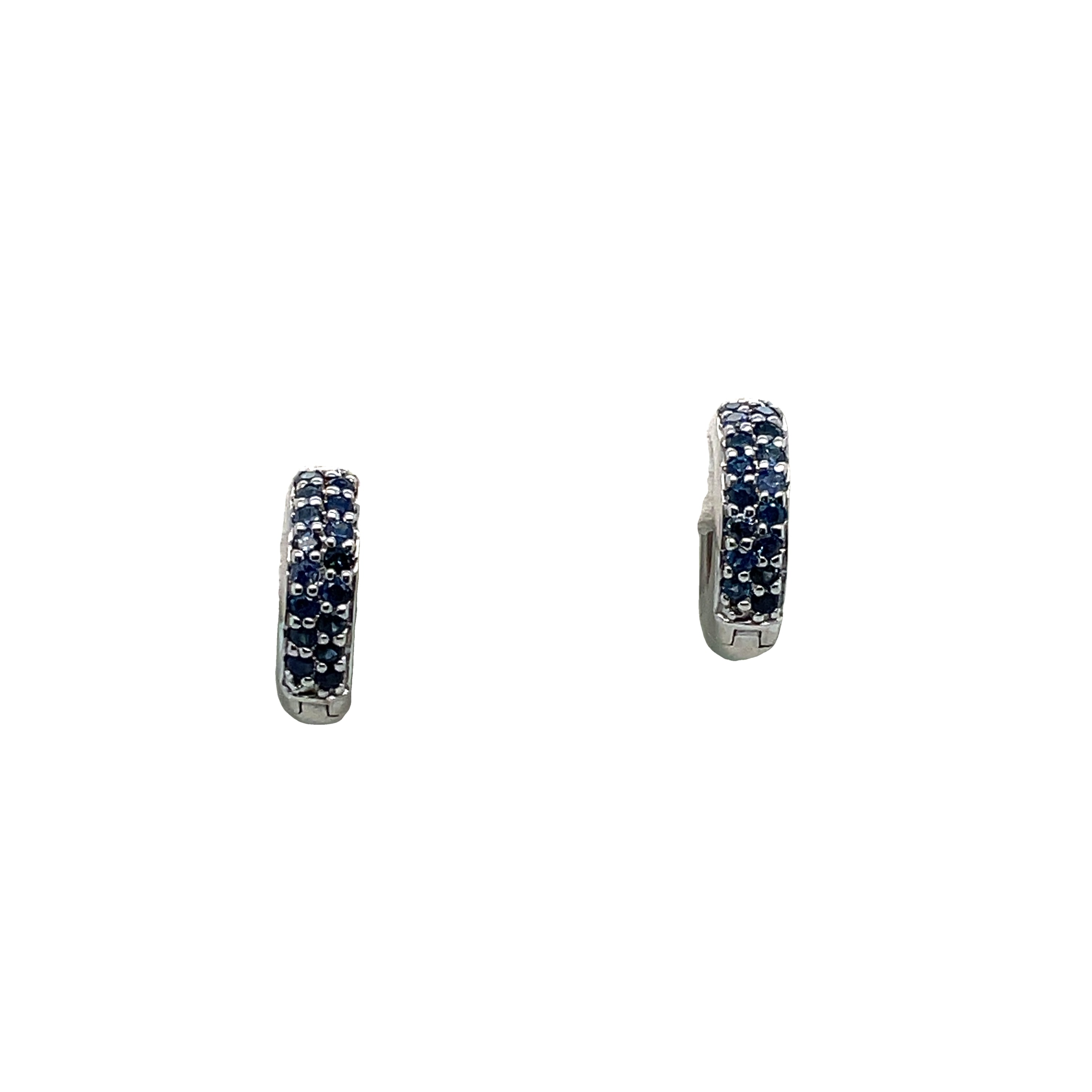 DARK BLUE SAPPHIRE HUGGIE EARRINGS