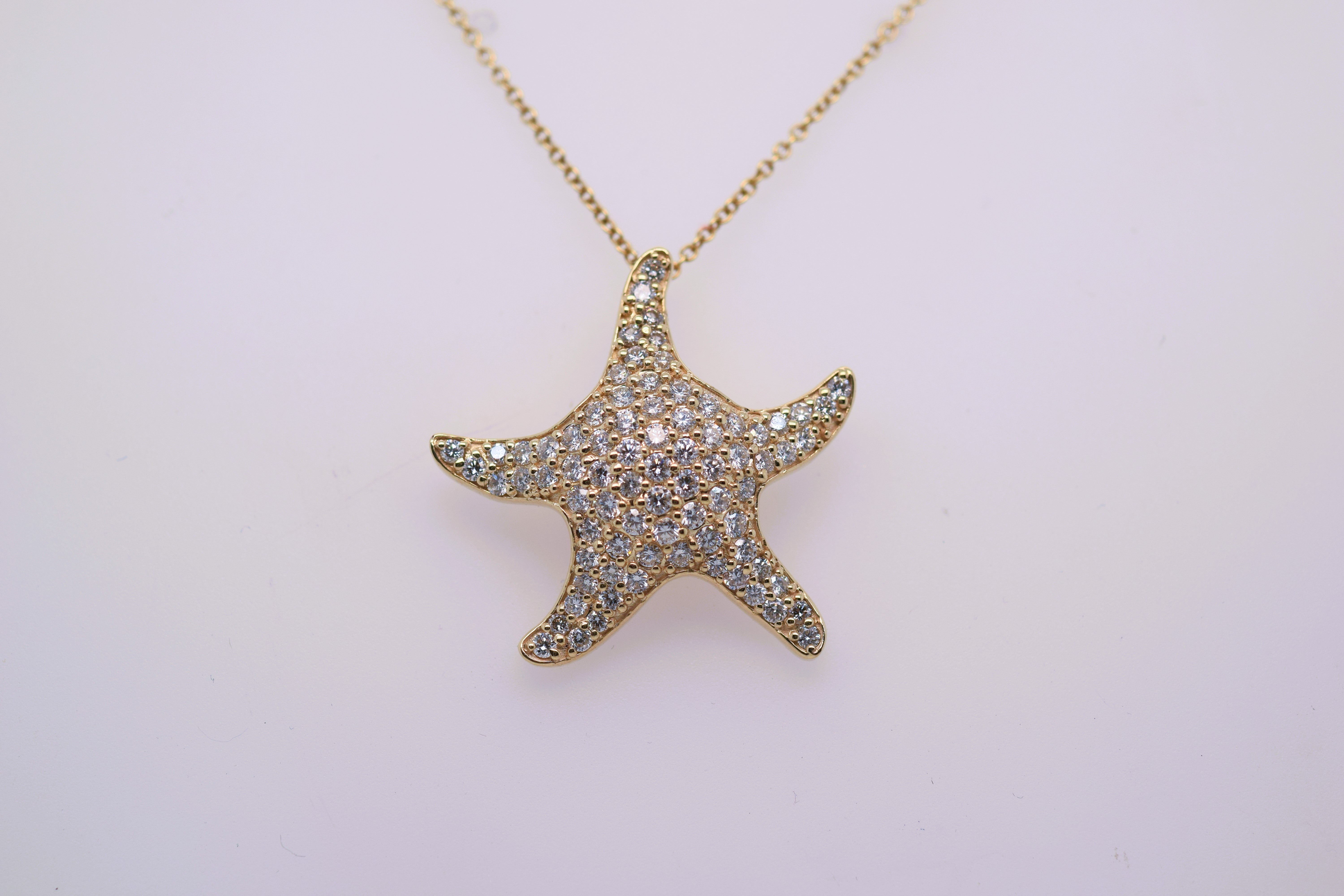 FABULOUS YELLOW GOLD DIAMOND PAVE STARFISH