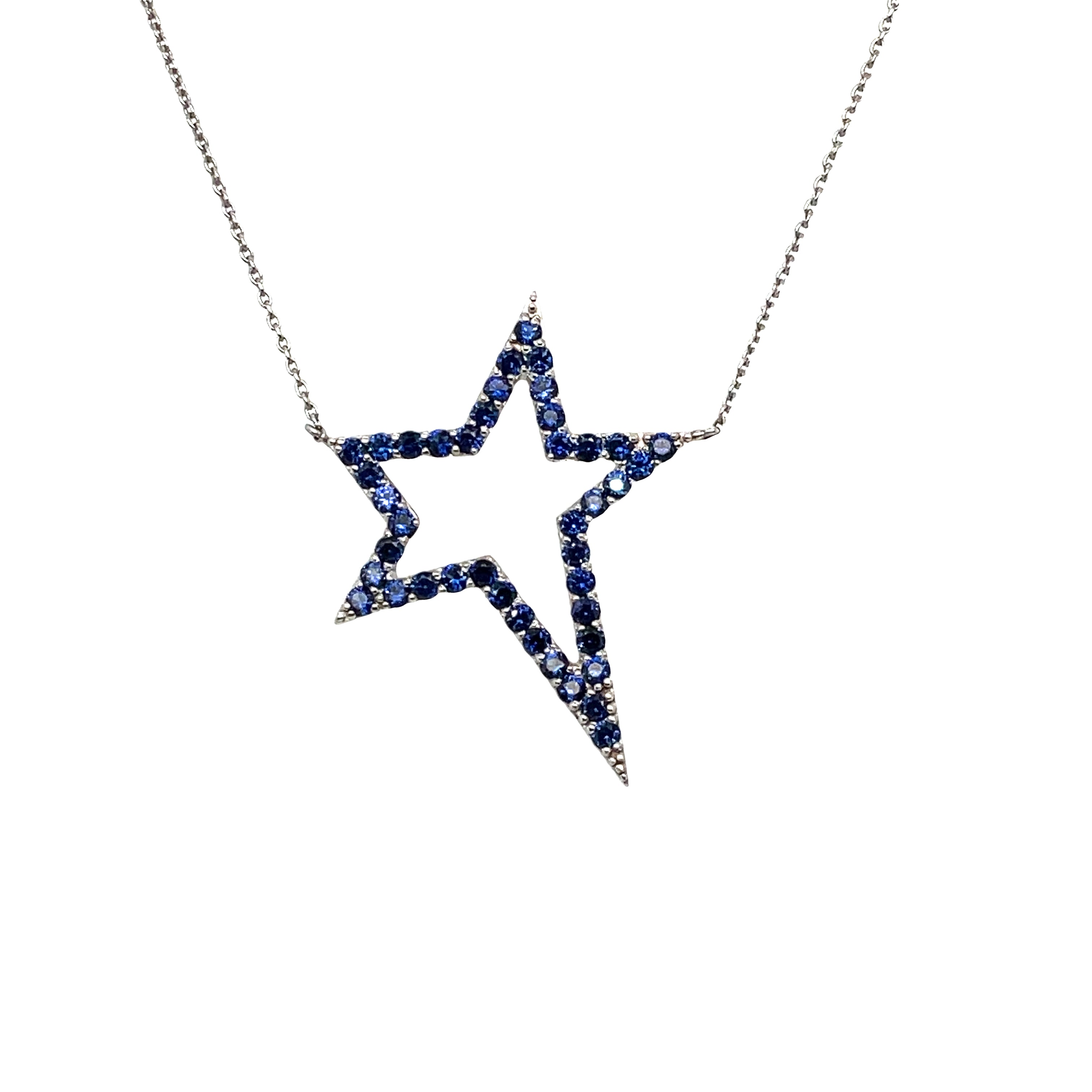 ASYMMETRICAL BLUE SAPPHIRE LARGE STAR DESIGN NECKLACE