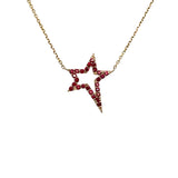 ASYMMETRICAL RUBY SMALL STAR DESIGN NECKLACE