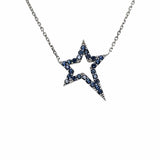 ASYMMETRICAL BLUE SAPPHIRE SMALL STAR DESIGN NECKLACE