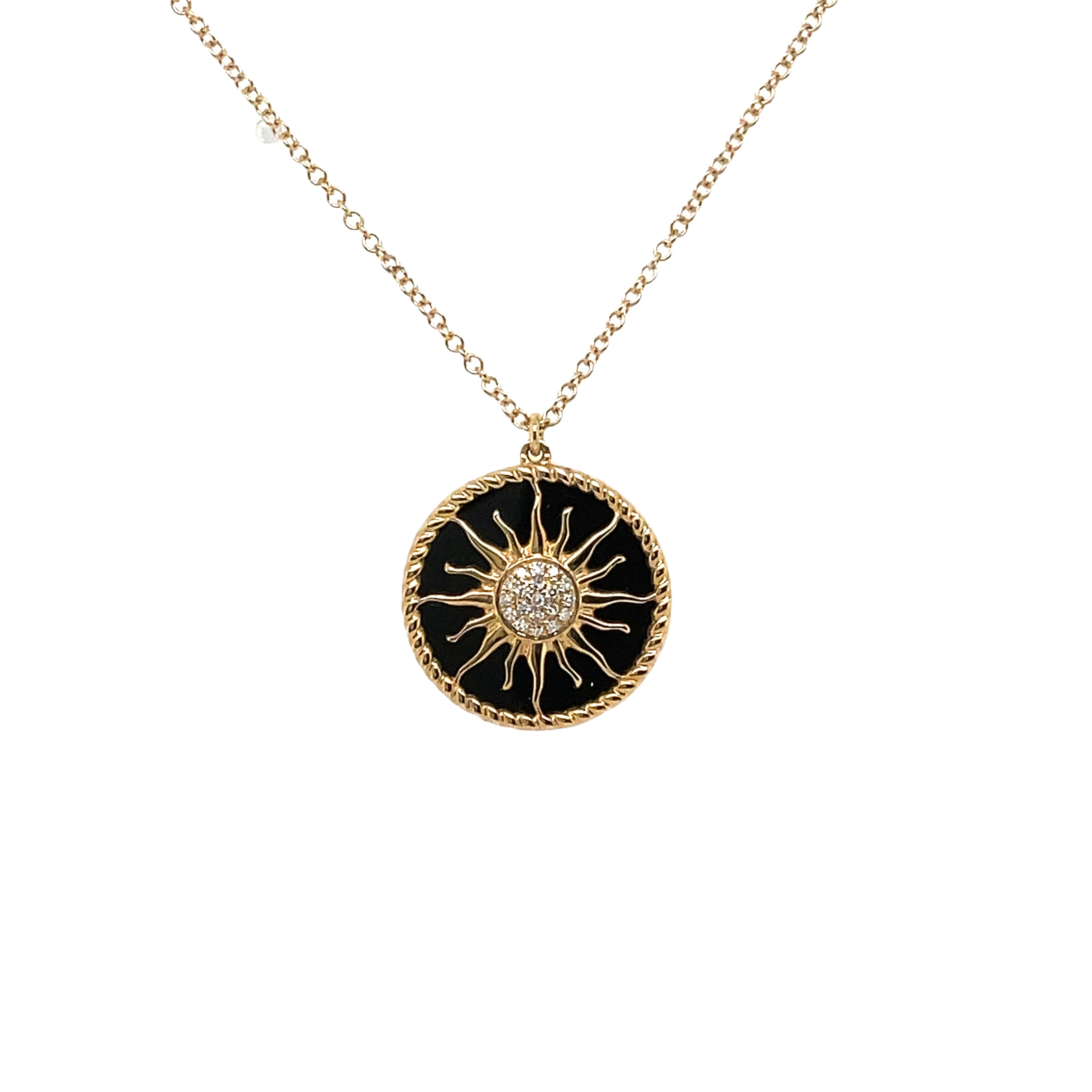 Gilded Sunrise pendant in yellow gold and black agate
