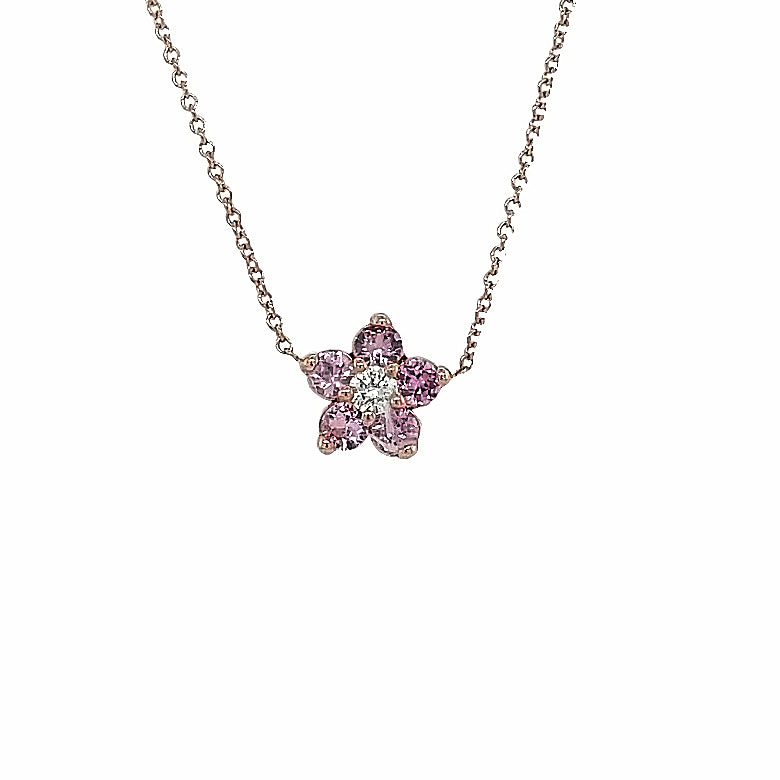 PINK SAPPHIRE FLOWER PENDANT
