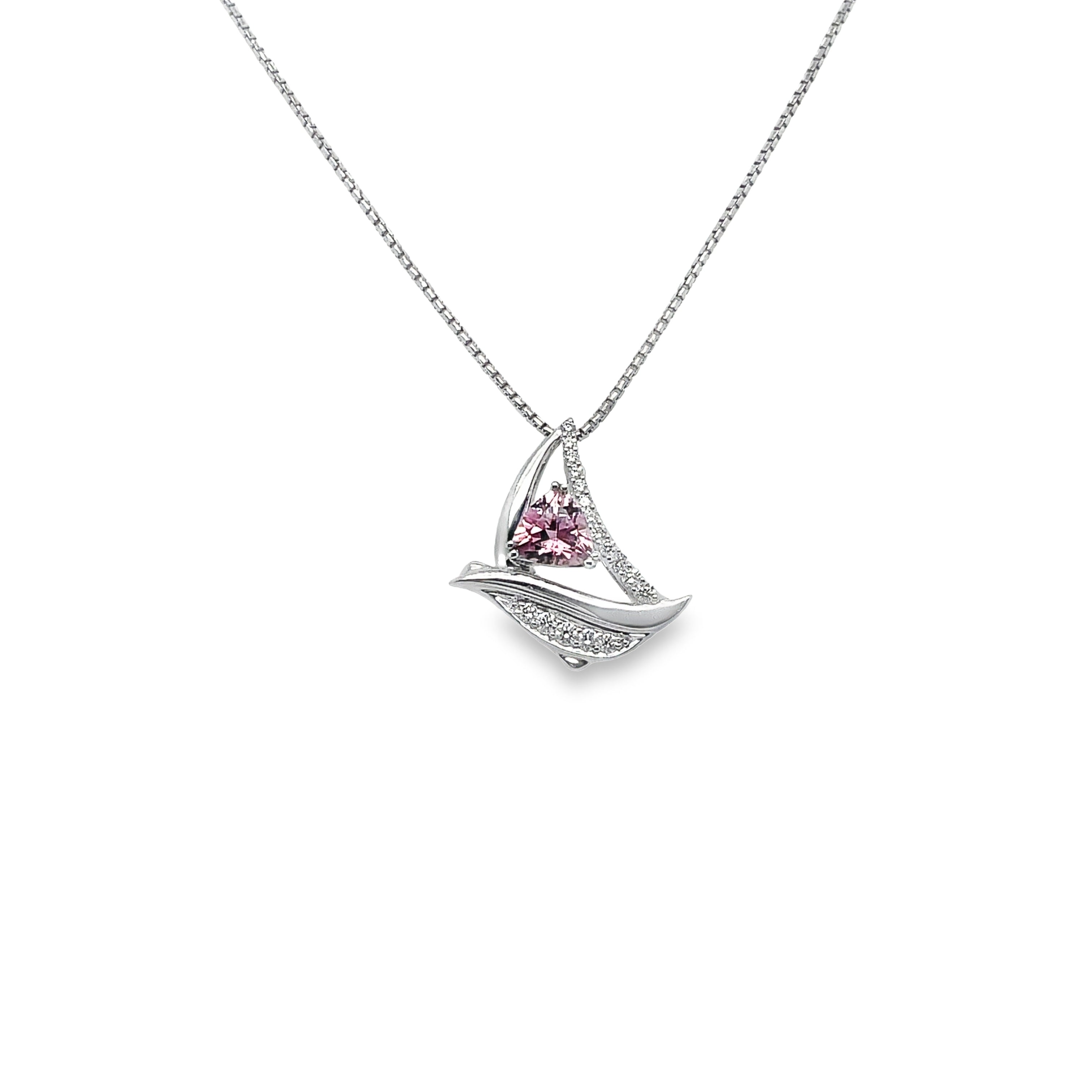 Pink Tourmaline Sailboat Pendant