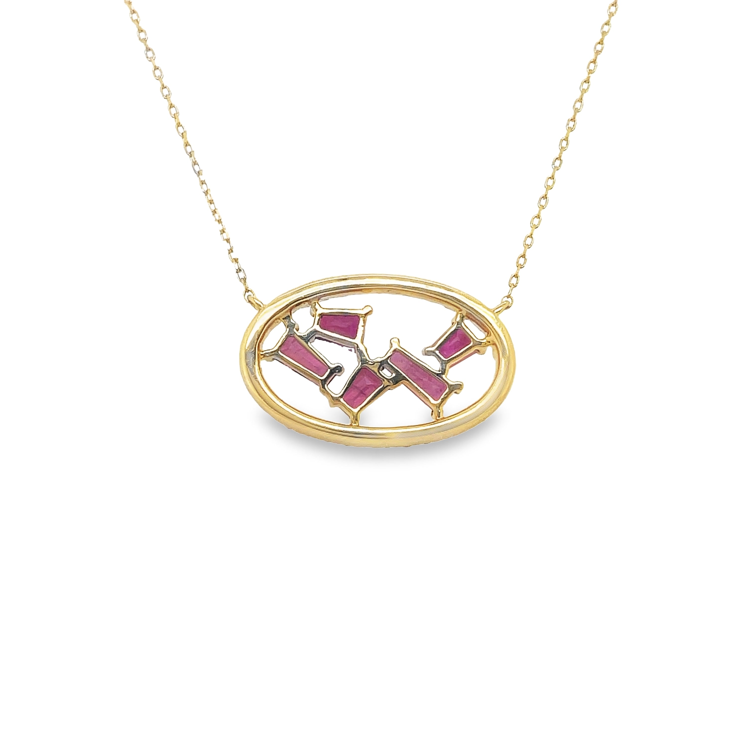 Diamond and Ruby Yellow Gold Pendant