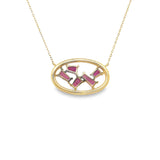 Diamond and Ruby Yellow Gold Pendant