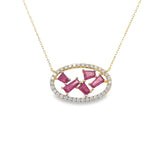 Diamond and Ruby Yellow Gold Pendant
