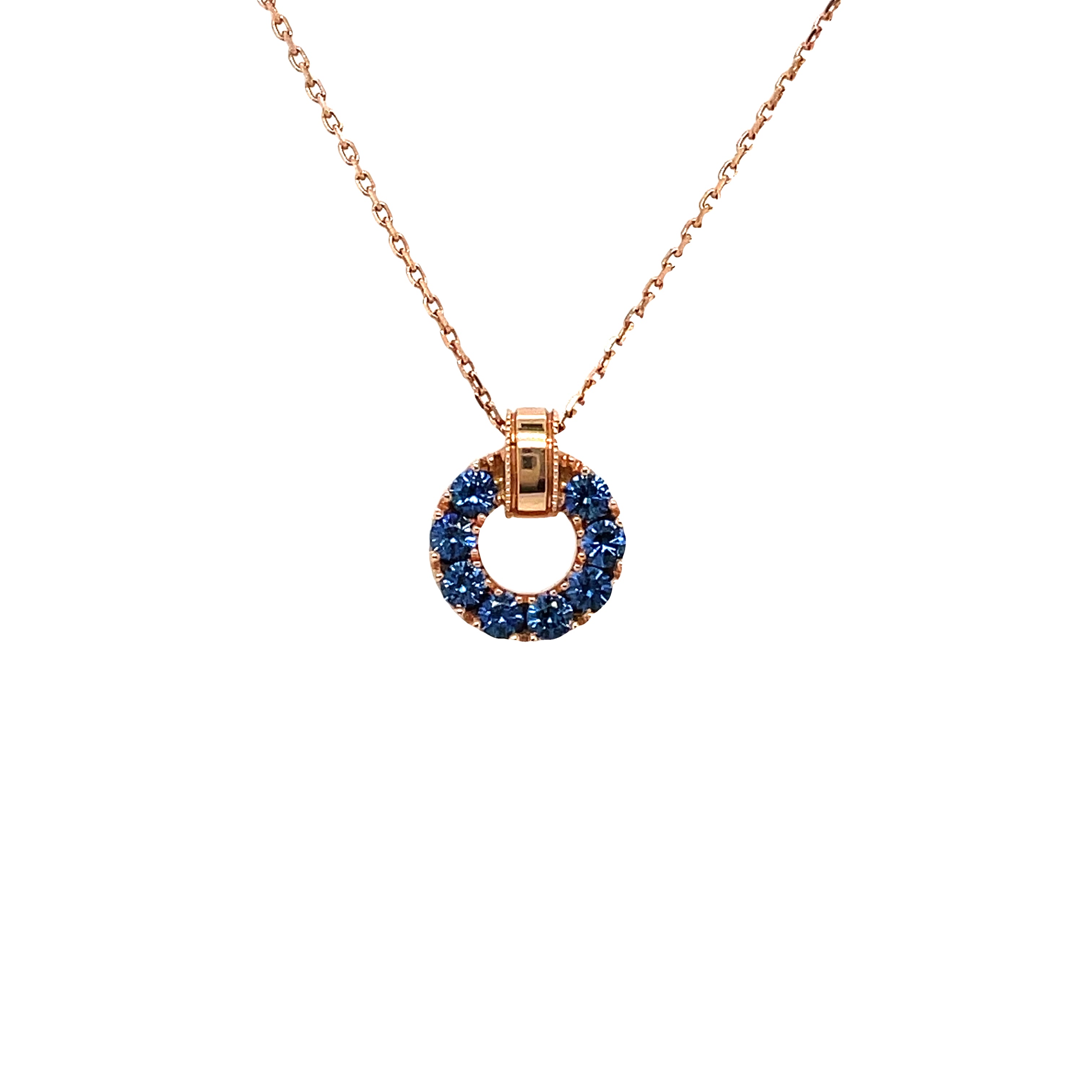 ROSE GOLD BLUE SAPPHIRE PENDANT