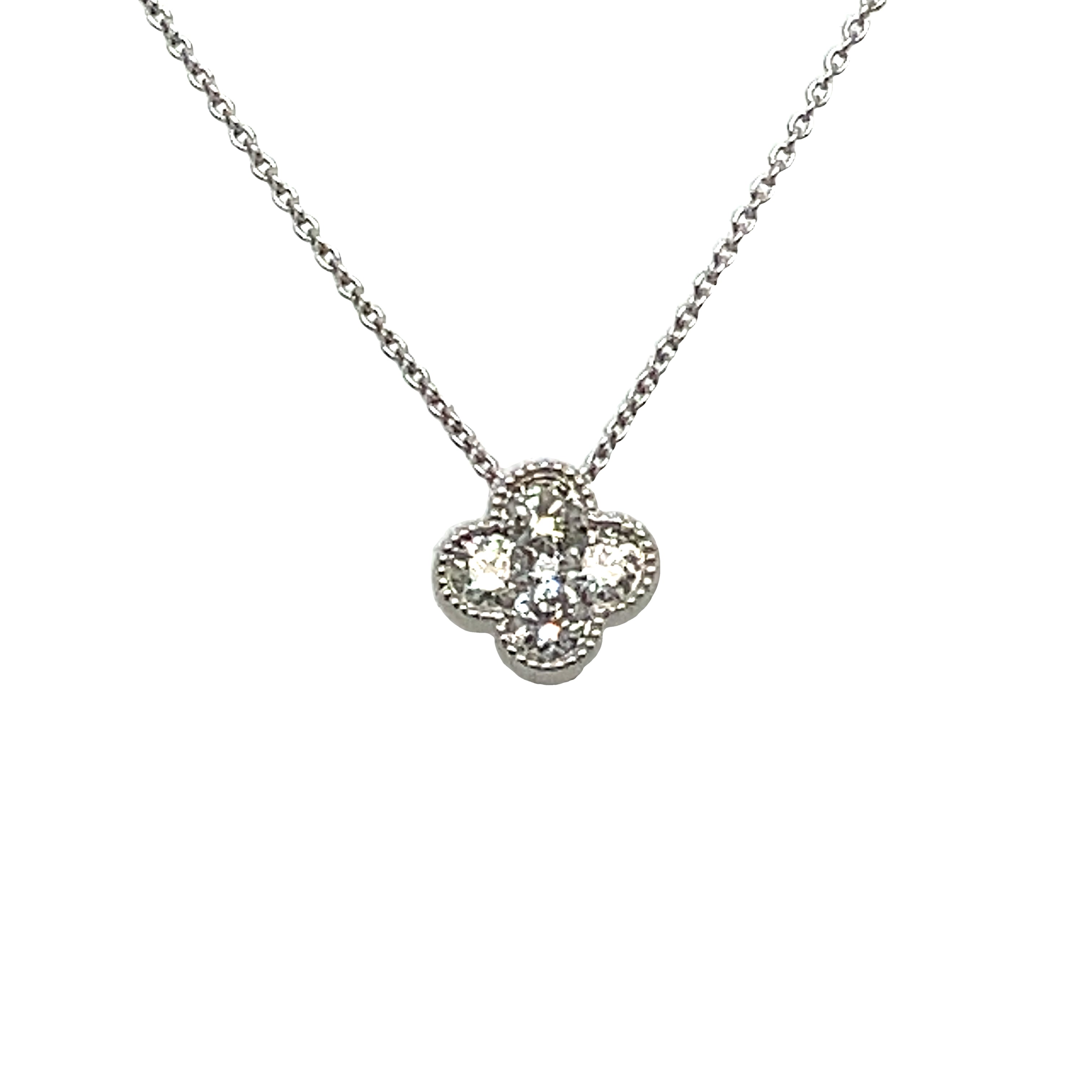 Elegant Diamond  Flower Pendant Necklace