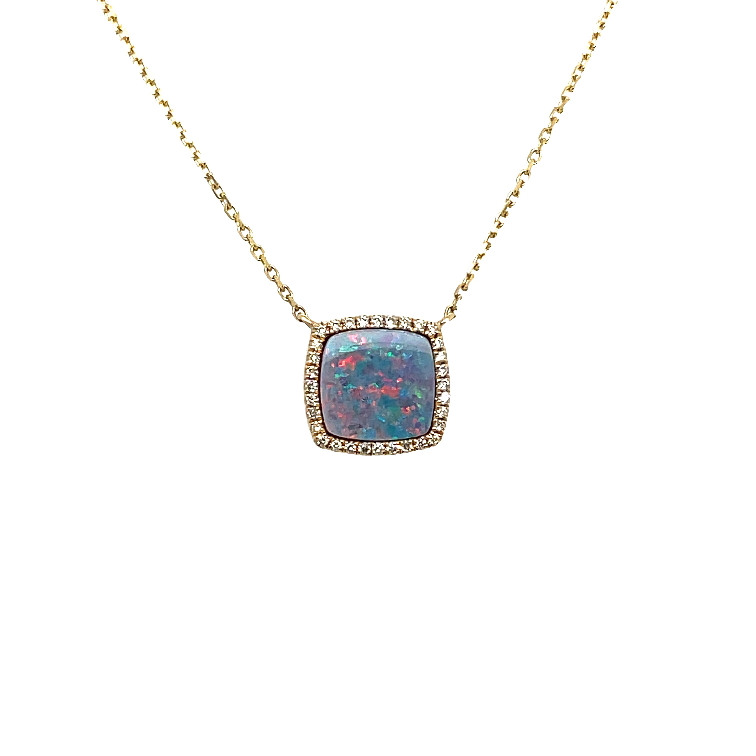 Opal and  Diamond Halo Pendant