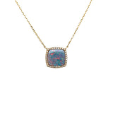 Opal and  Diamond Halo Pendant