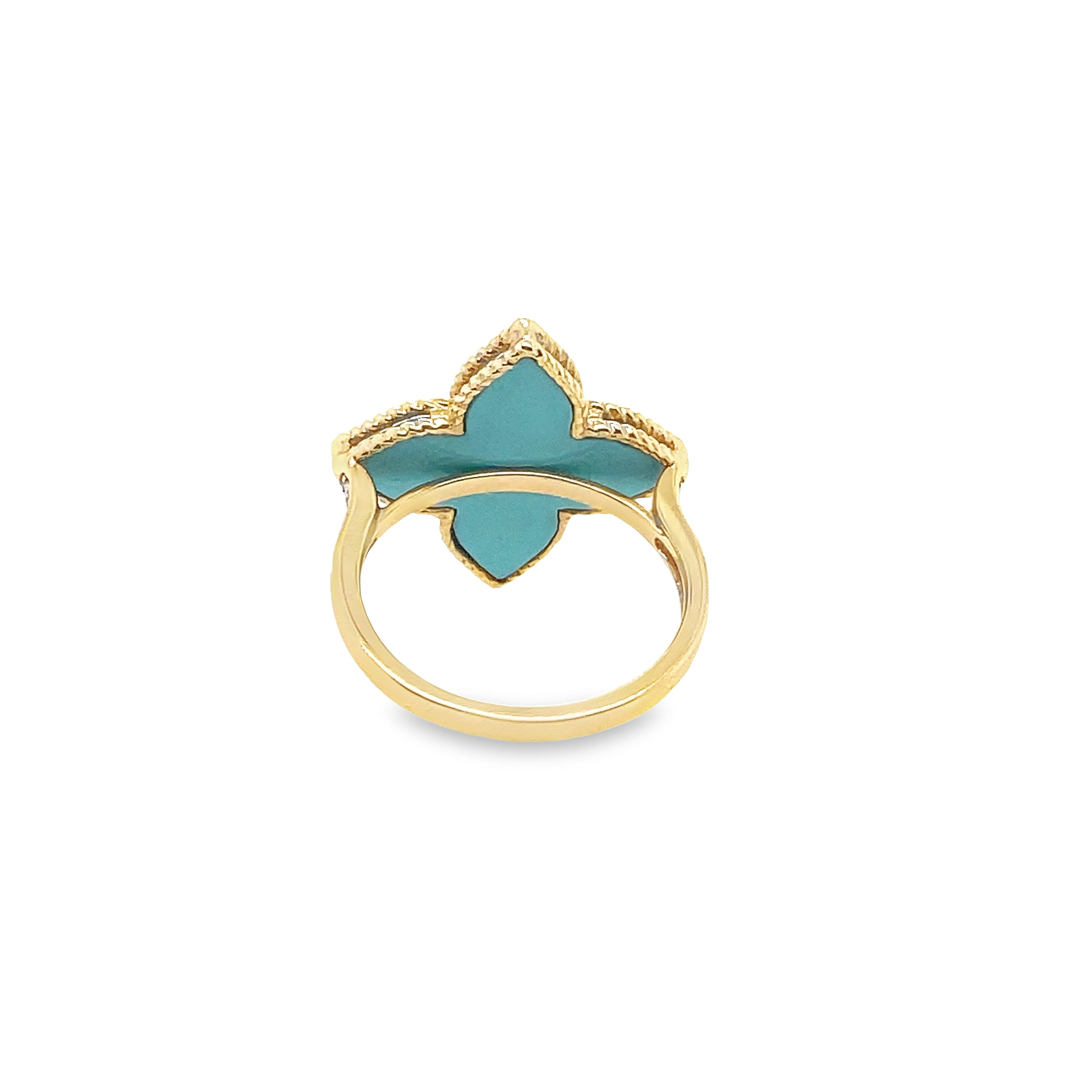 Turquoise Blue Enameled Flower Ring
