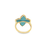 Turquoise Blue Enameled Flower Ring
