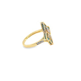 Turquoise Blue Enameled Flower Ring