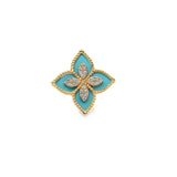 Turquoise Blue Enameled Flower Ring