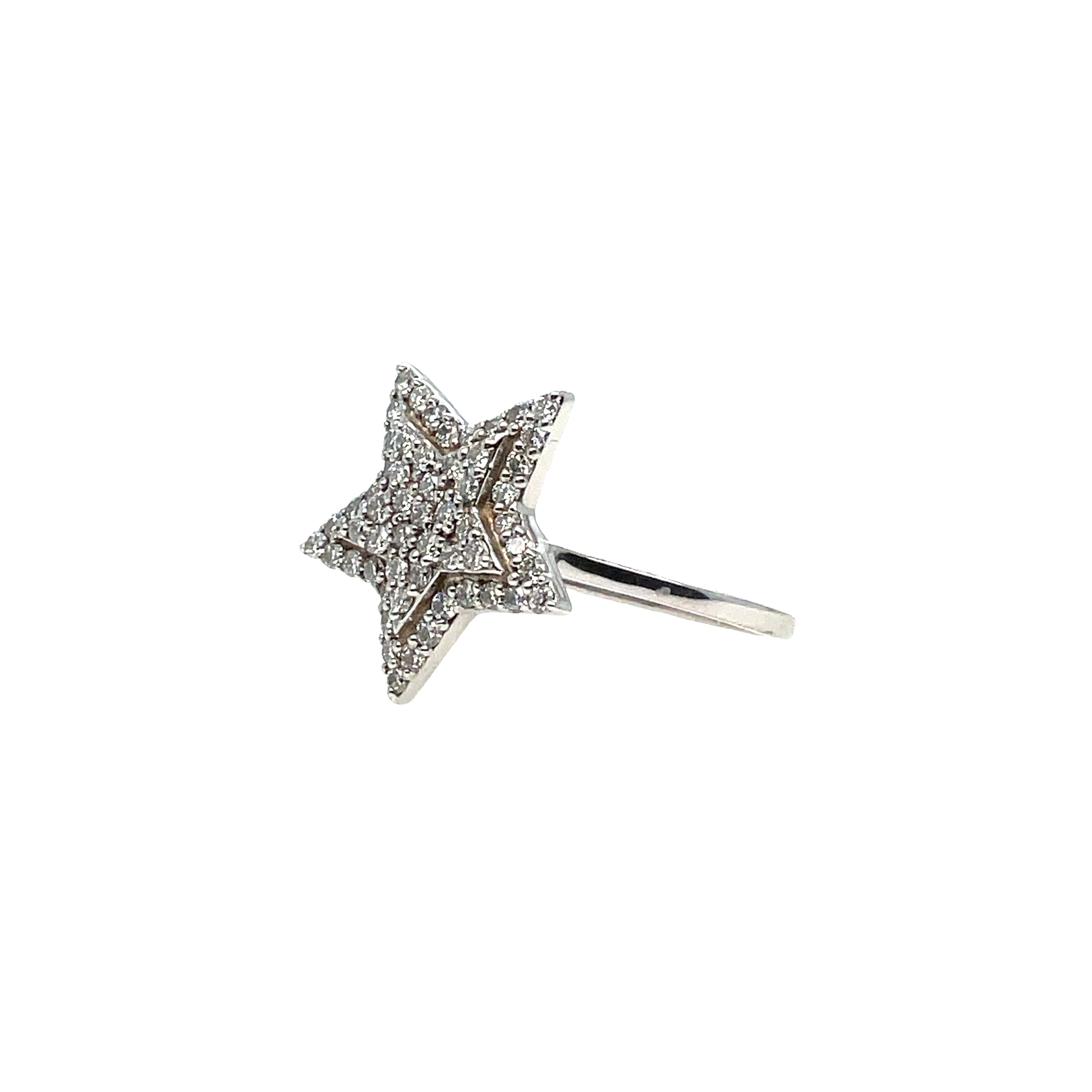 White gold star ring