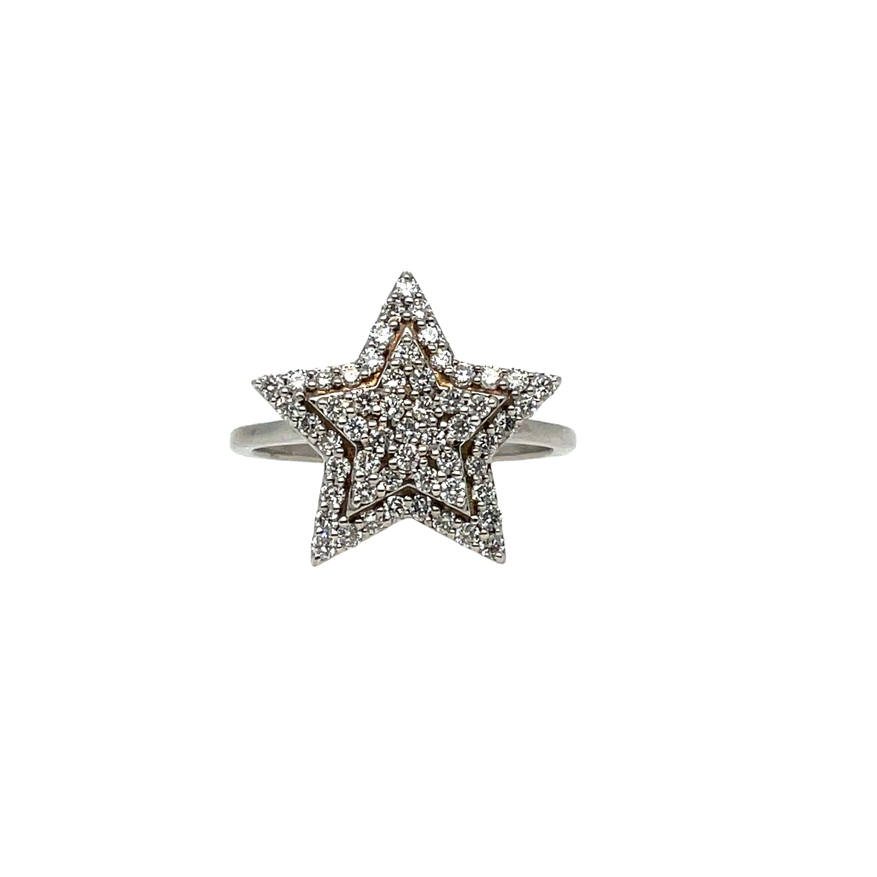 White gold star ring