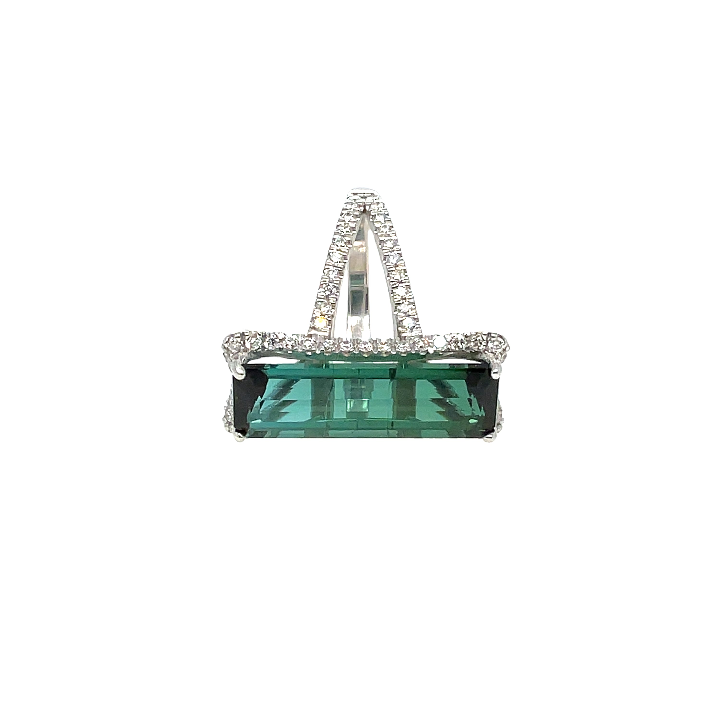 GREEN TOURMALINE SET NORTH/SOUTH