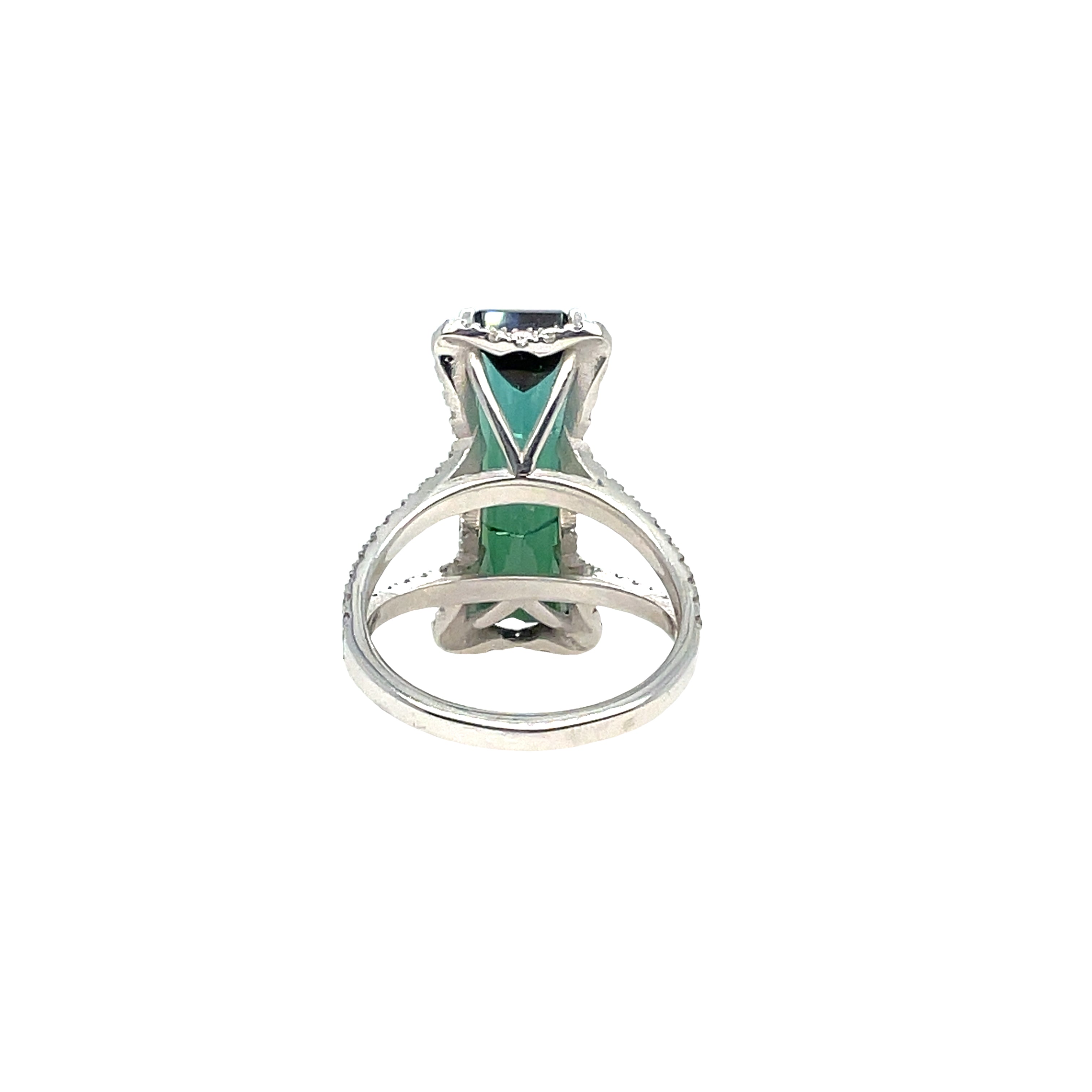 GREEN TOURMALINE SET NORTH/SOUTH