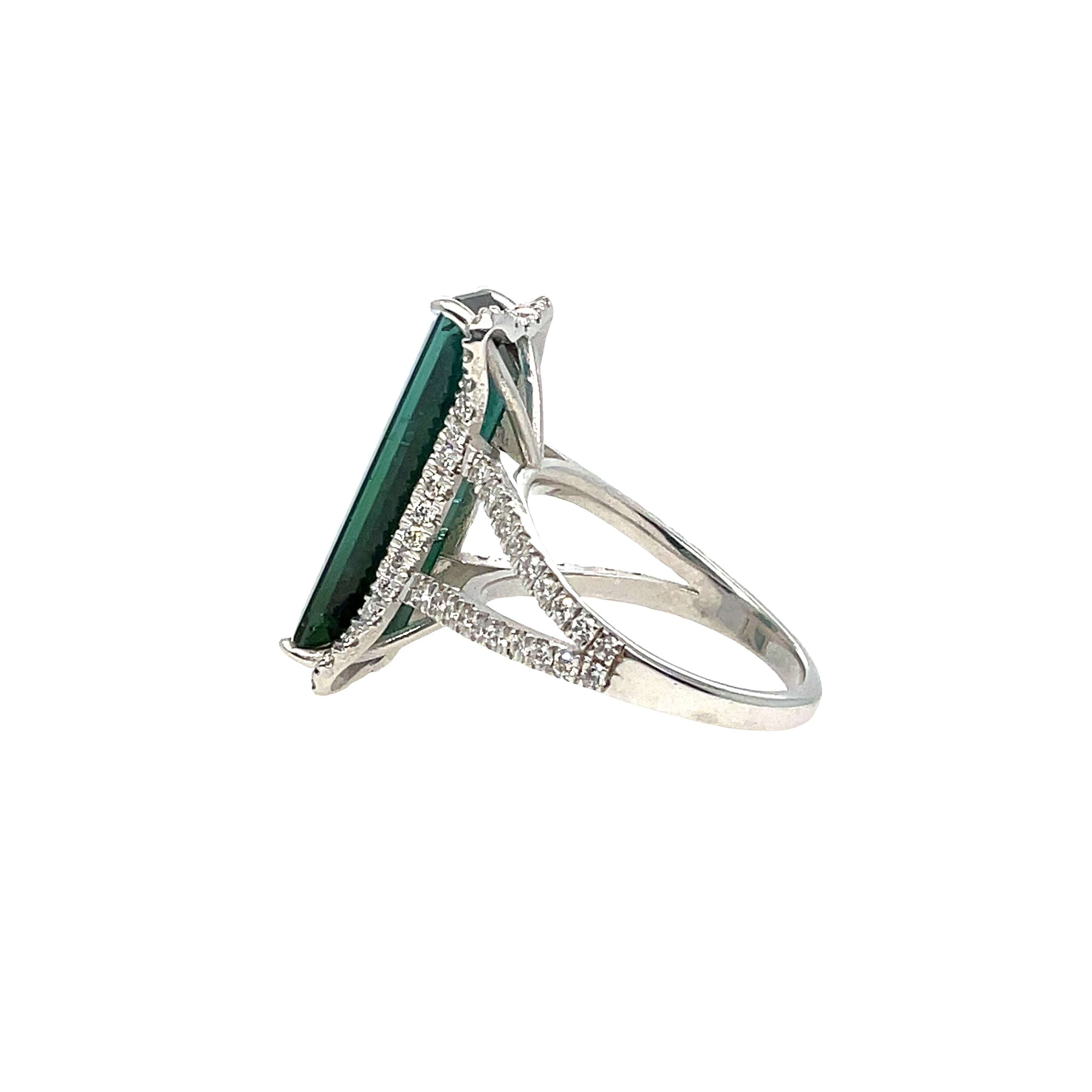 GREEN TOURMALINE SET NORTH/SOUTH