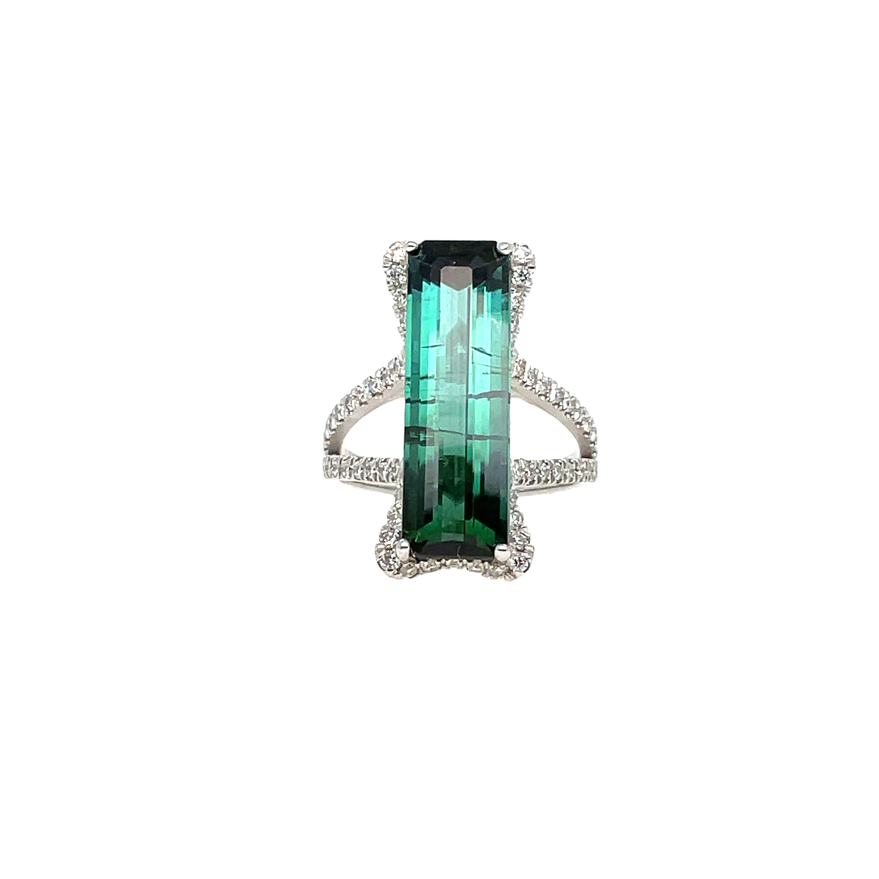 GREEN TOURMALINE SET NORTH/SOUTH