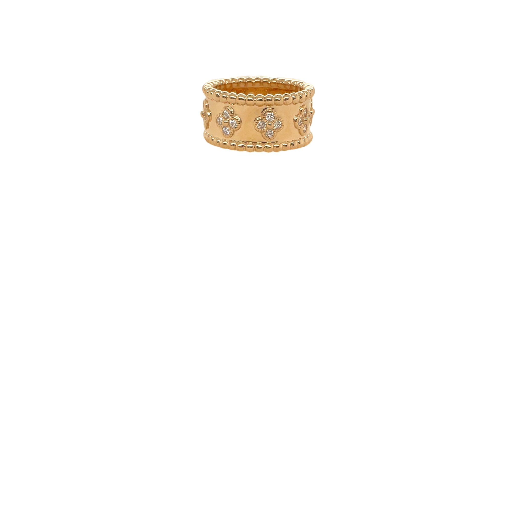 Yellow Gold Beaded Wide Band