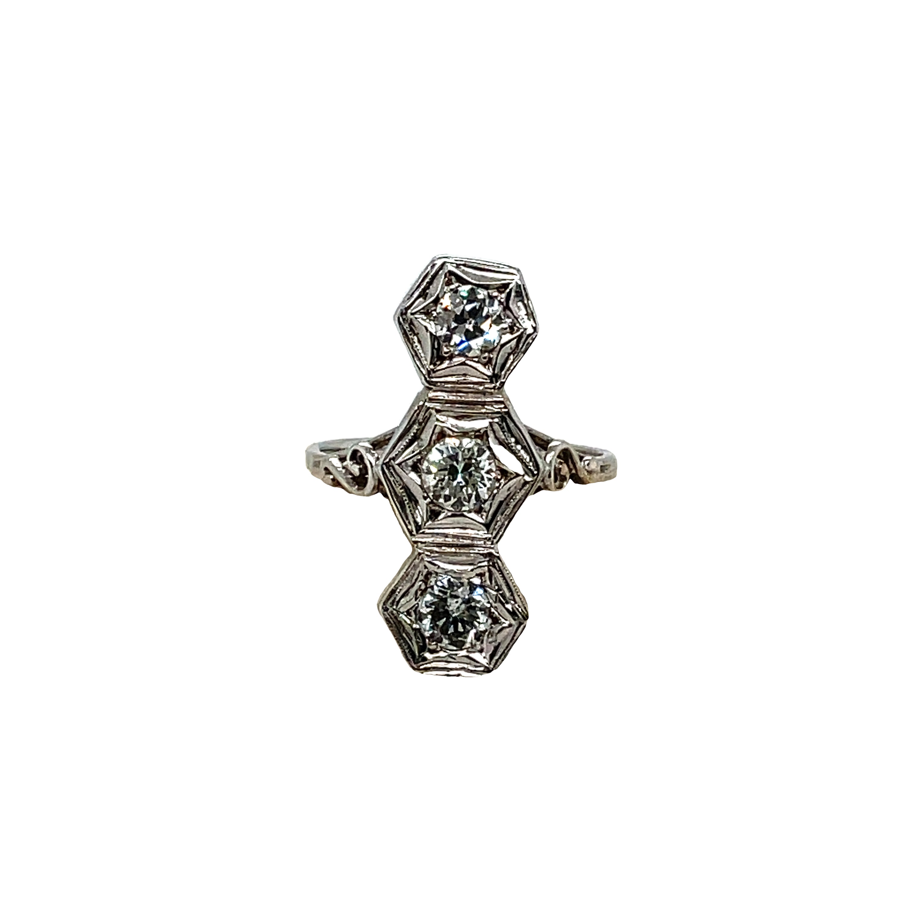 Estate 14k White Gold and Diamond Ring
