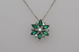 Diamond Emerald Dainty Flower Pendant