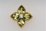 Yellow Gold Peridot and Diamond Stud Earrings