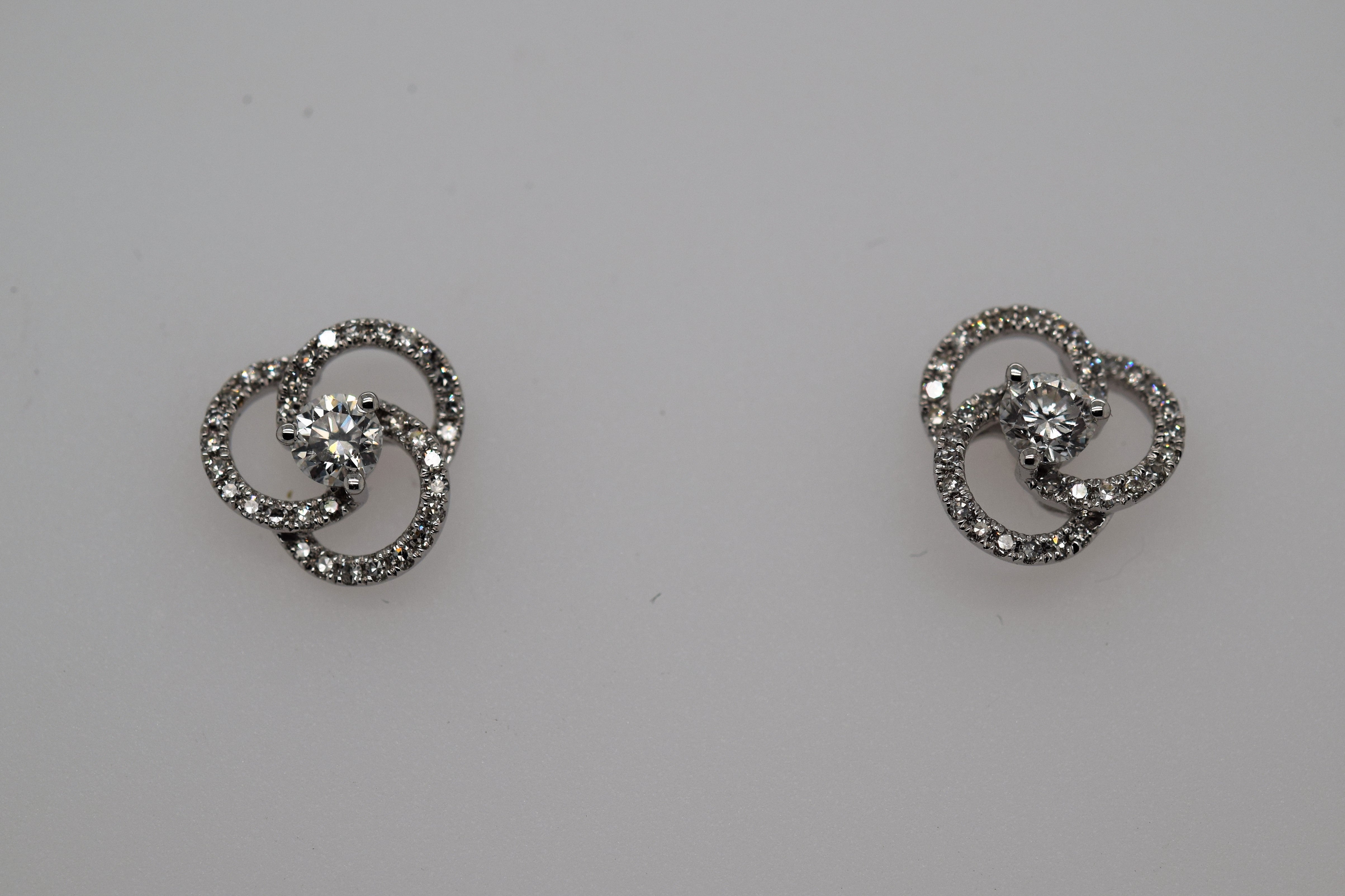 White Gold Diamond Spiral Earrings