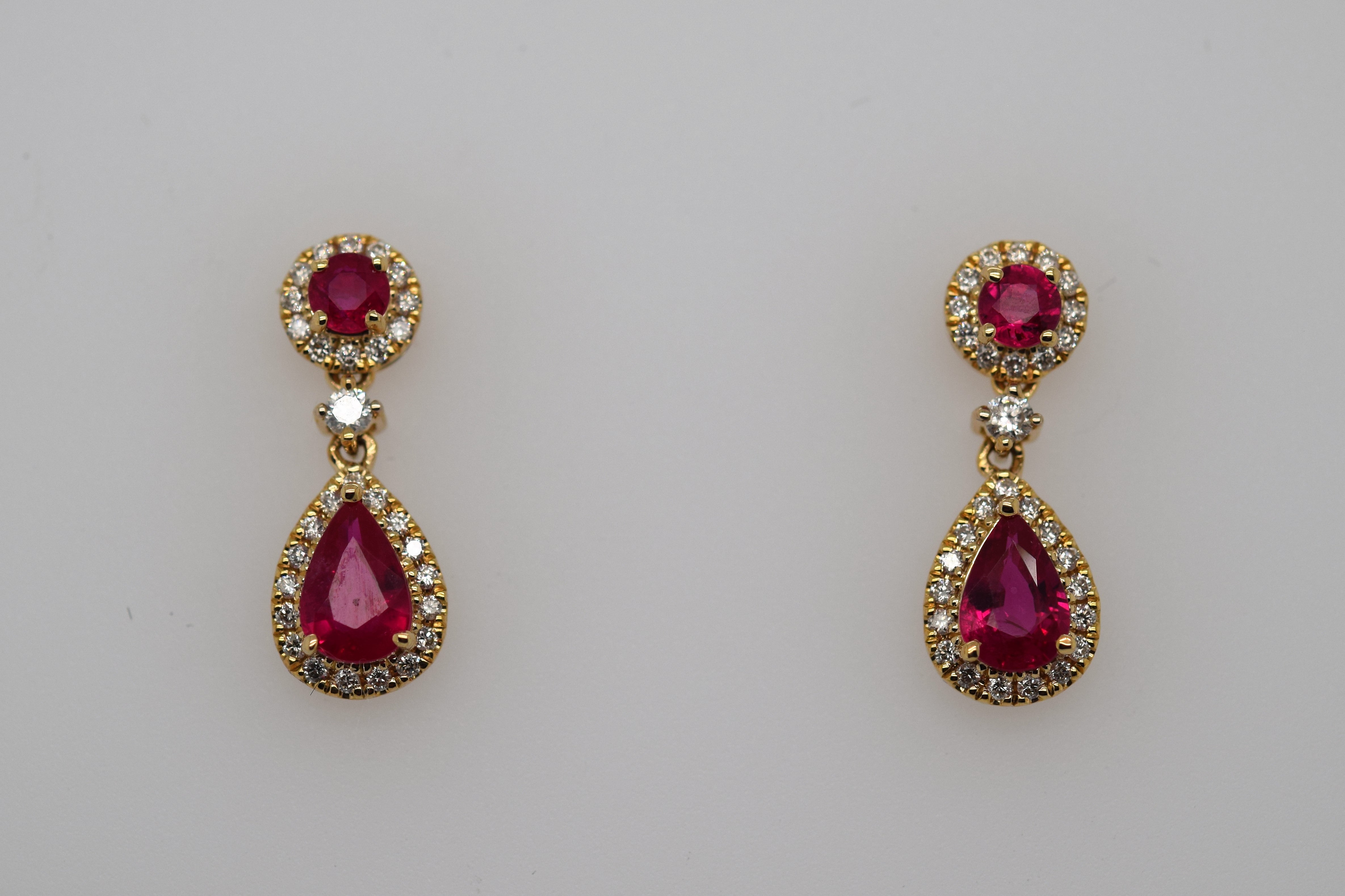 Genuine Ruby Dangle Earrings