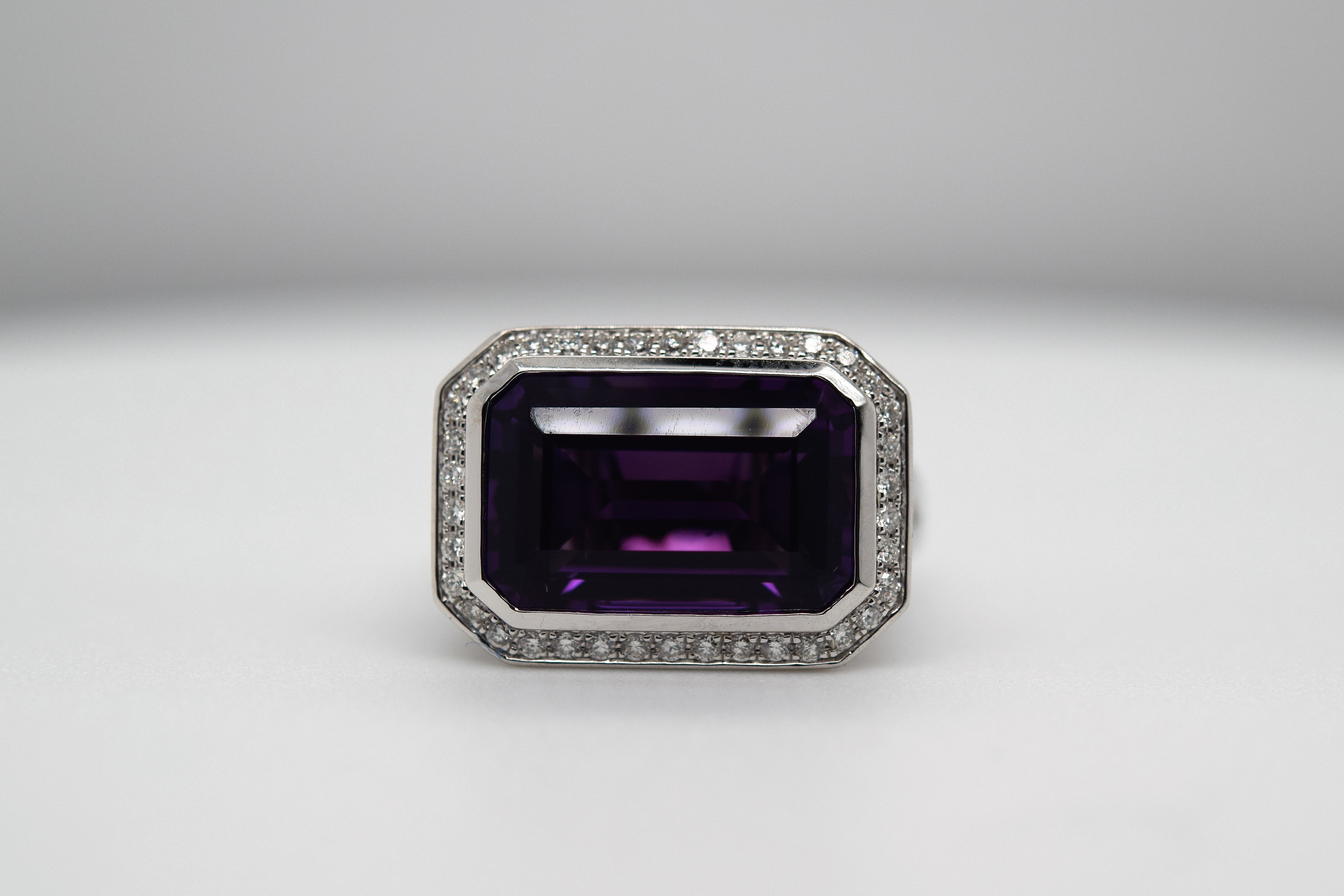 Brazilian Amethyst Diamond Ring