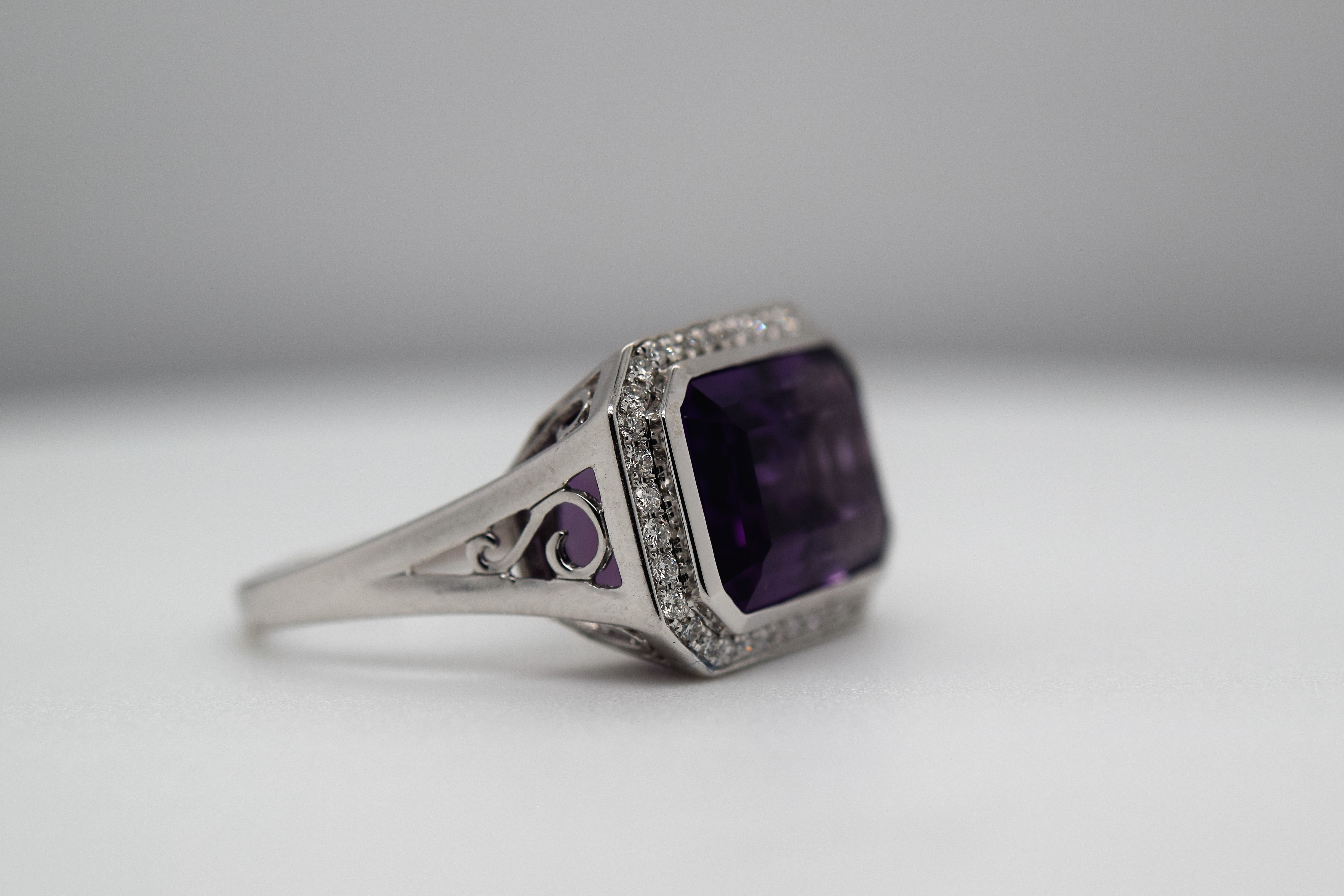 Brazilian Amethyst Diamond Ring