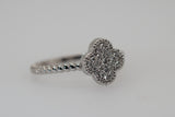 White Gold Diamond Four Leaf Clover Ring