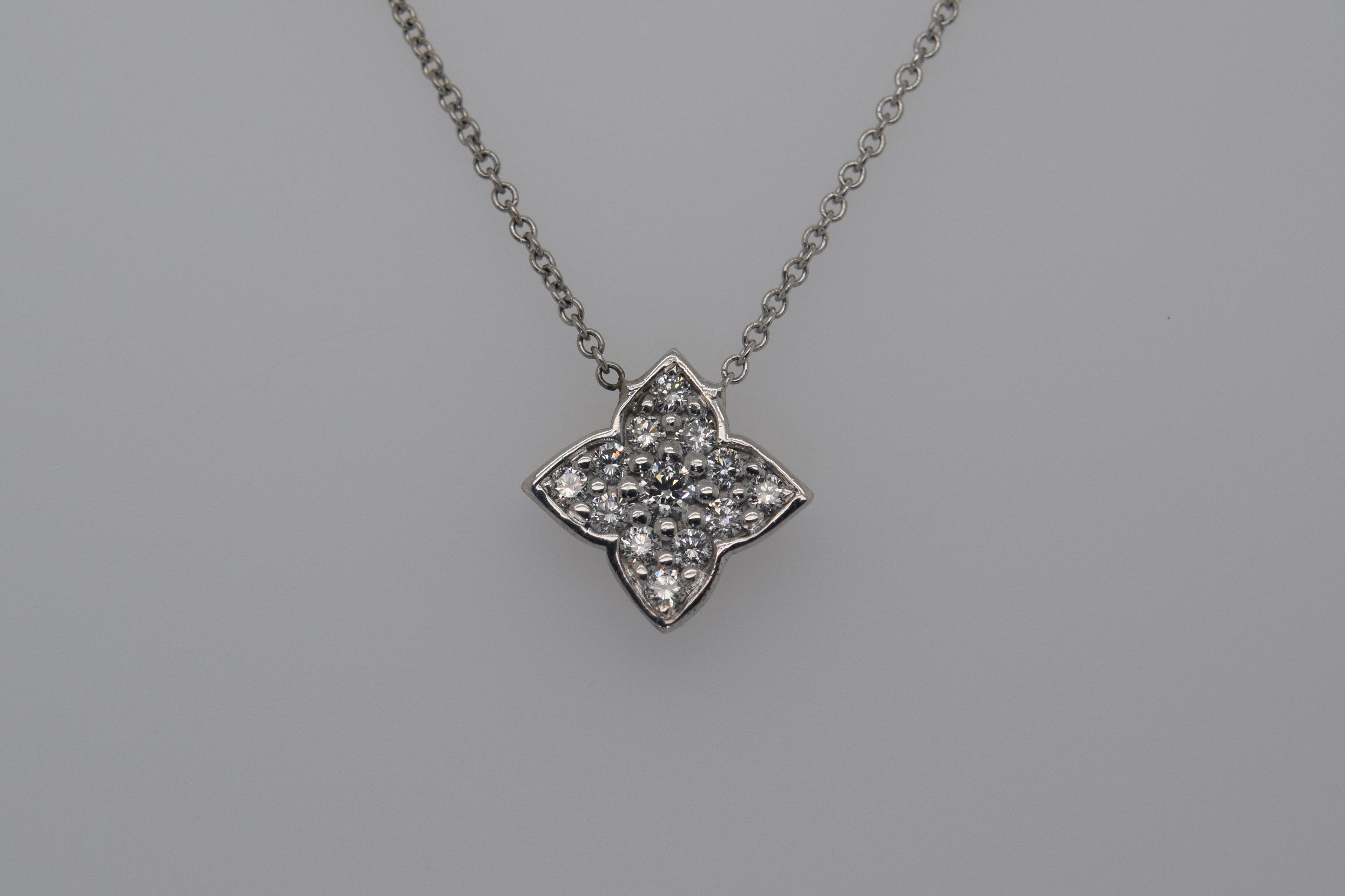 White Gold Diamond Flower Pendant