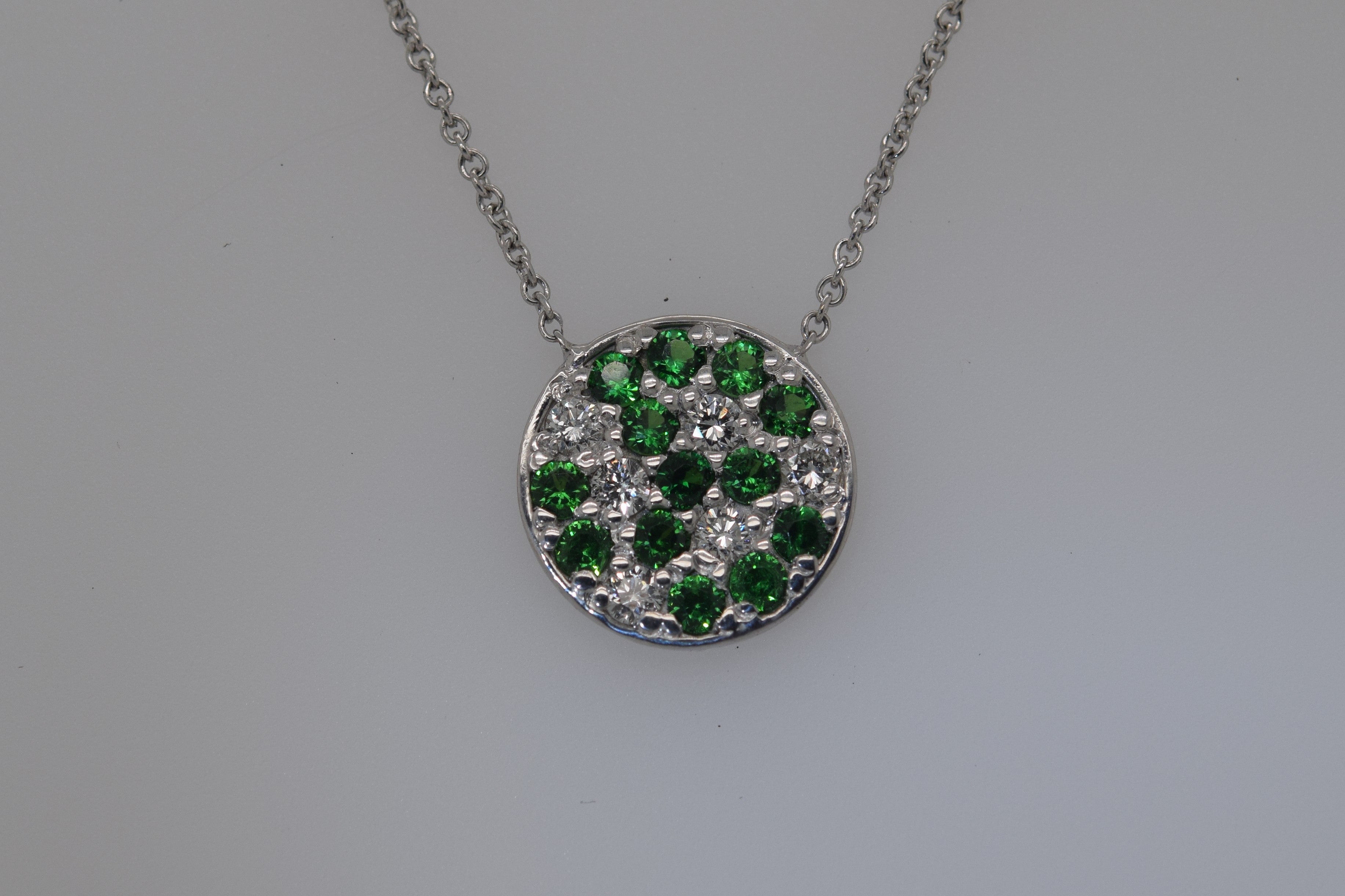 Natural Tsavorite Garnet and Diamond Necklace