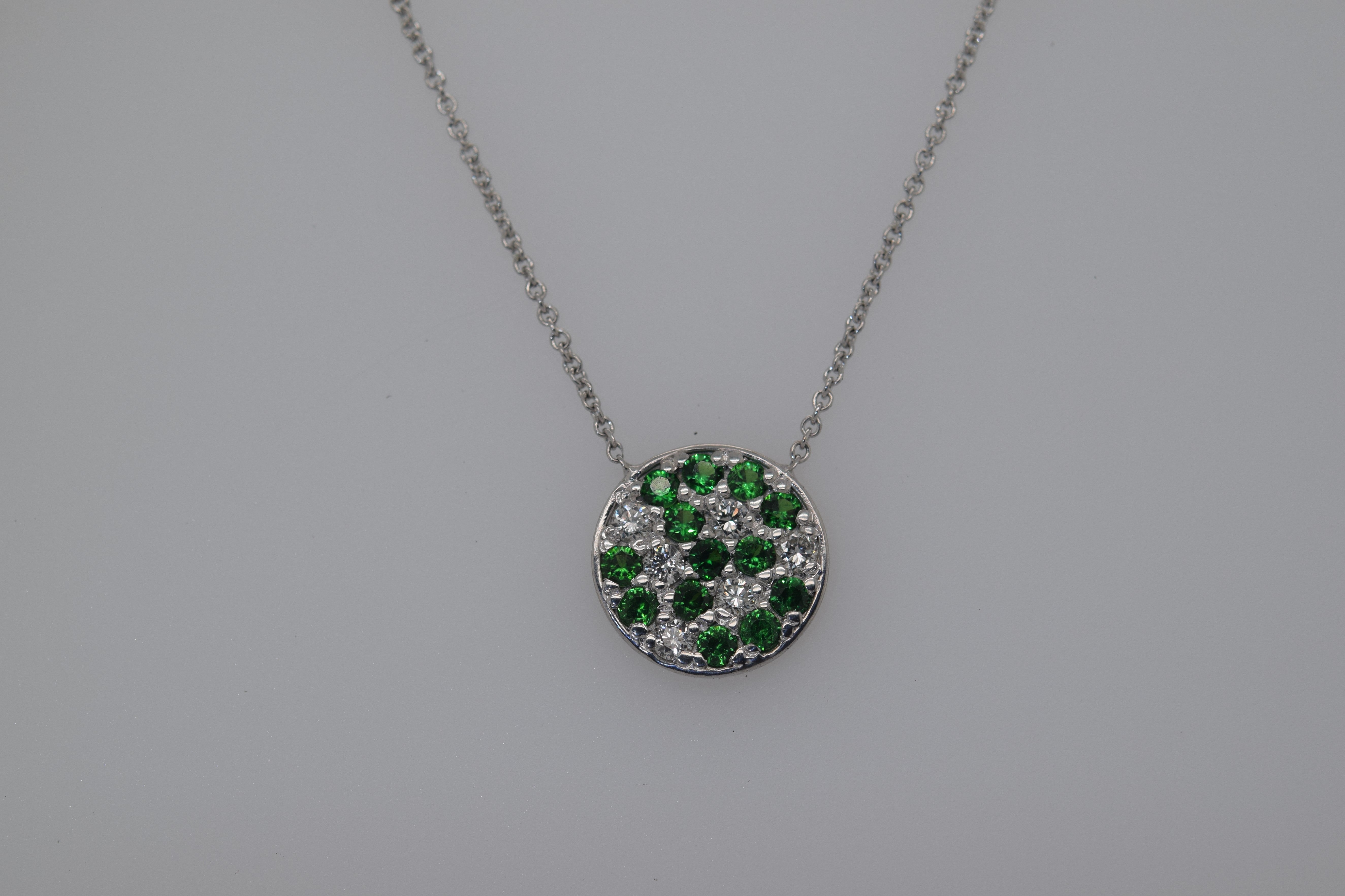 Natural Tsavorite Garnet and Diamond Necklace