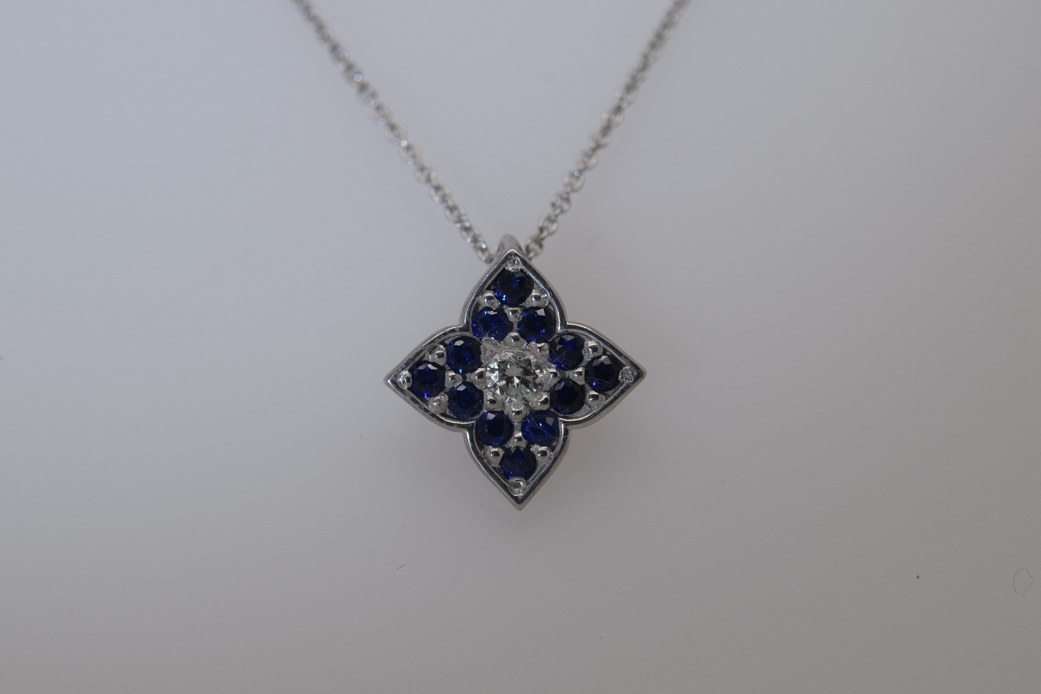 Sapphire Diamond White Gold Pendant