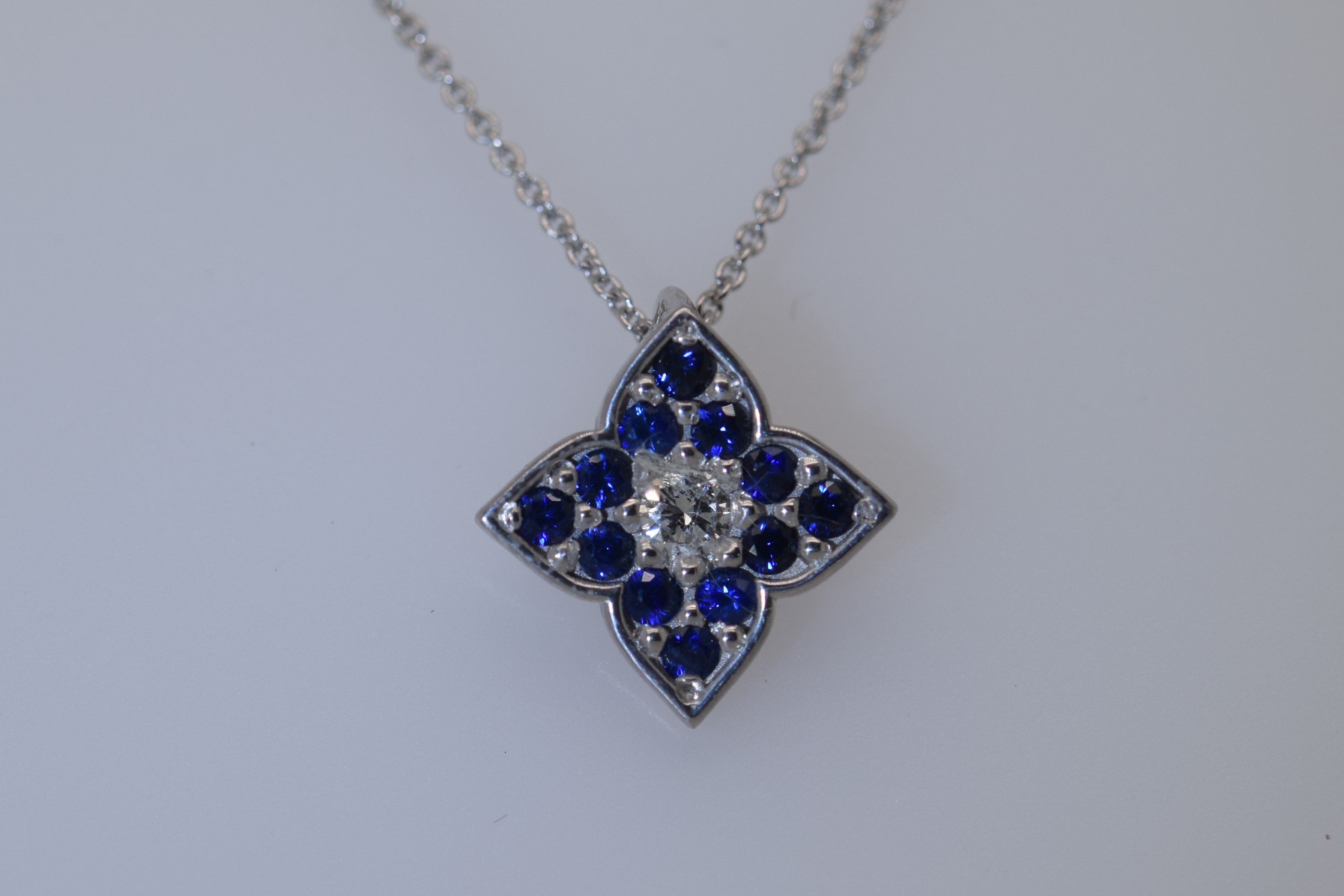 Sapphire Diamond White Gold Pendant