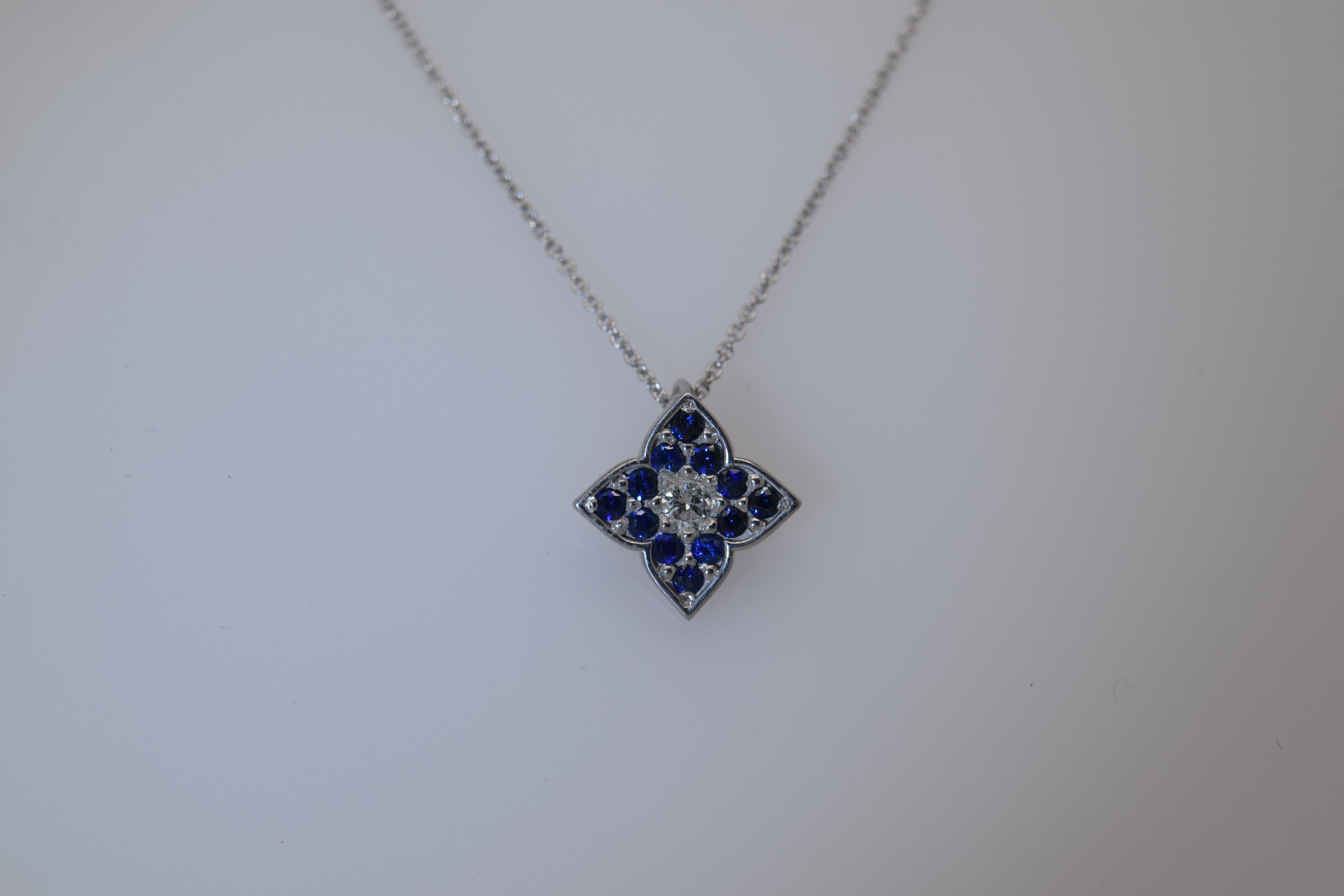 Sapphire Diamond White Gold Pendant