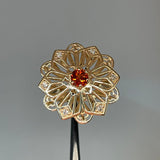 Custom Ring | Flower Ring | Intricate Ring | Statement Ring | Gold Ring | Garnet Ring | Orange Gemstone | Diamond Ring | Large Ring