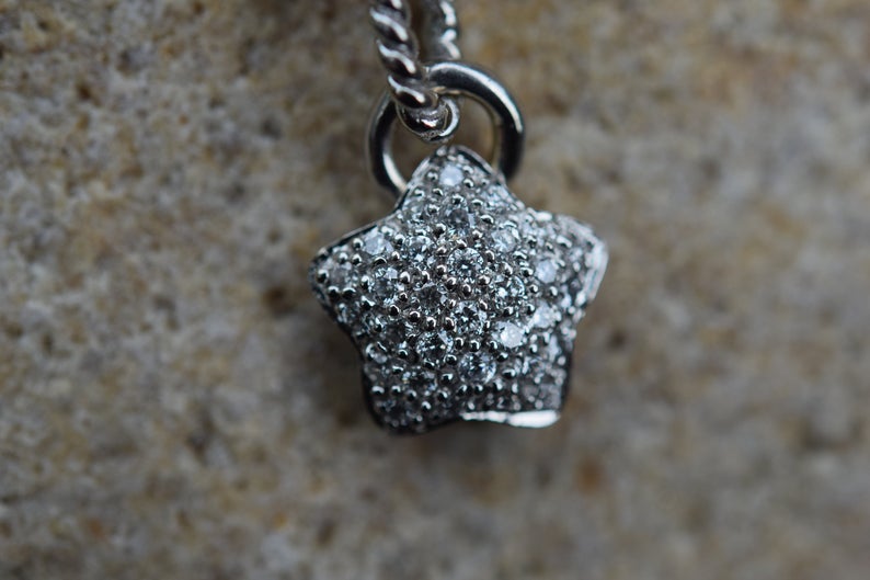 StarDiamond Pave Necklace | Diamond Necklace | White GoldNecklace | MinimalistNecklace| Women’s Necklace | Pave Set| Star Pendant