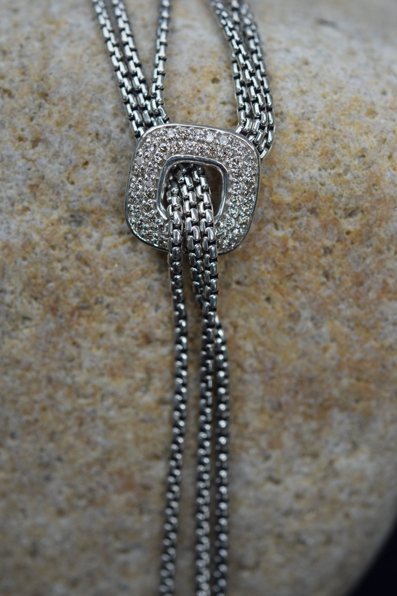 Silver Diamond Pave Necklace | Diamond Necklace | Silver Necklace | MinimalistNecklace | 925 Silver | Women’s Necklace | Pave Se