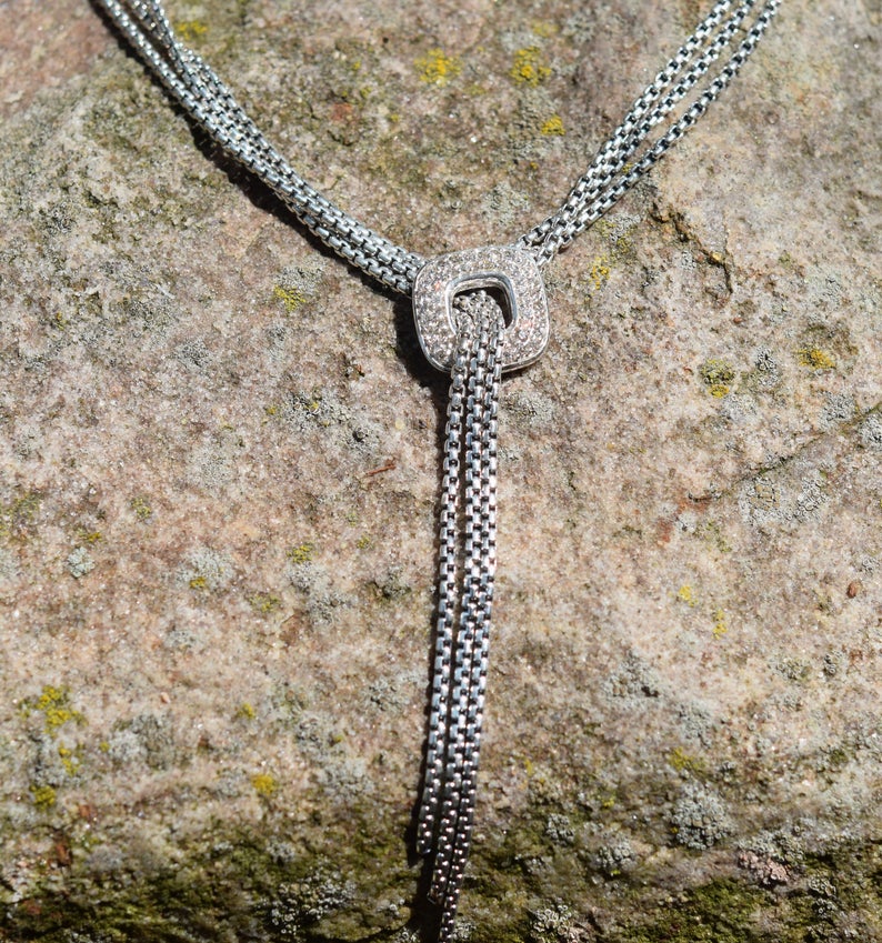 Silver Diamond Pave Necklace | Diamond Necklace | Silver Necklace | MinimalistNecklace | 925 Silver | Women’s Necklace | Pave Se